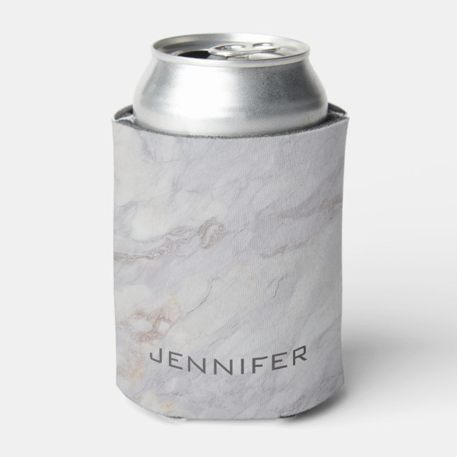 Elegant gray and beige marble design can cooler (Can Front)