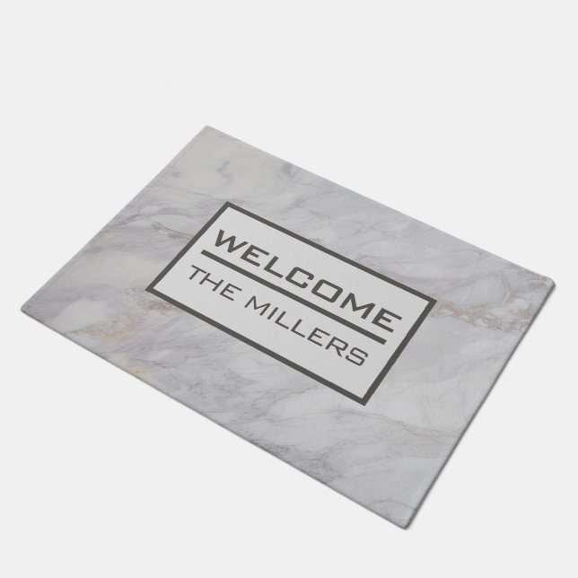 Elegant gray and beige marble design  doormat (Angled)