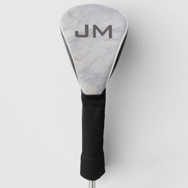 Elegant gray and beige marble design golf head cover (Front)
