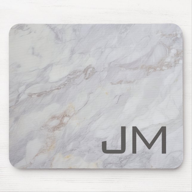 Elegant gray and beige marble design mouse pad (Front)
