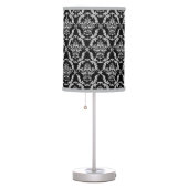 Elegant Gray and Black Damask Pattern Table Lamp (Right)