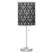 Elegant Gray and Black Damask Pattern Table Lamp (Left)