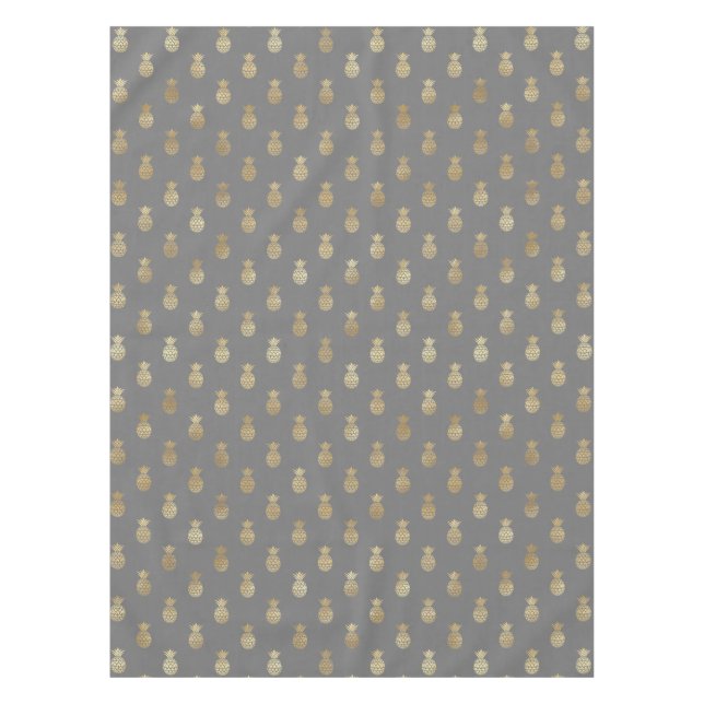 Elegant Gray and Gold Pineapple Pattern  Tablecloth (Front)
