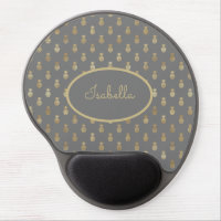 Elegant Gray and Gold Pineapple Personalized 