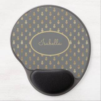 Elegant Gray and Gold Pineapple Personalized Gel Mouse Pad