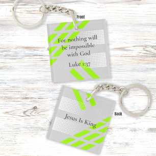 Elegant Gray and Green Abstract – Luke Bible Verse Keychain