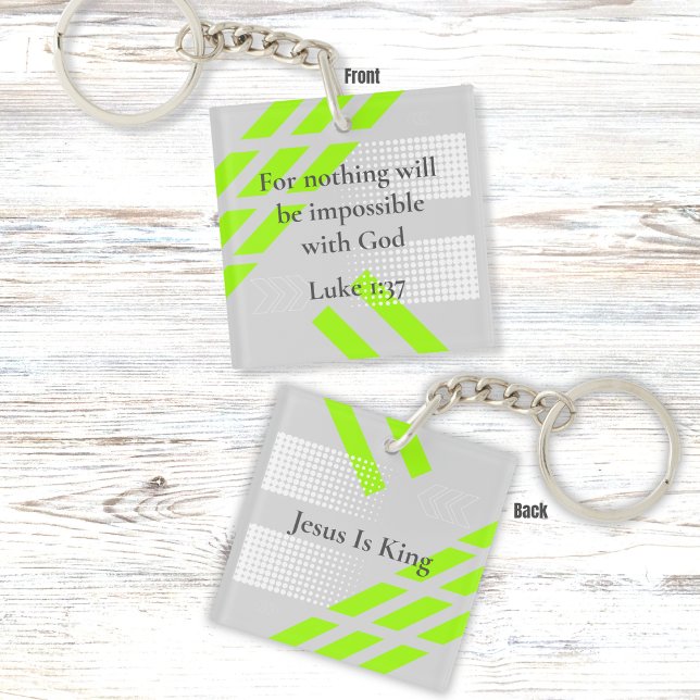 Elegant Gray and Green Abstract – Luke Bible Verse Keychain (Creator Uploaded)