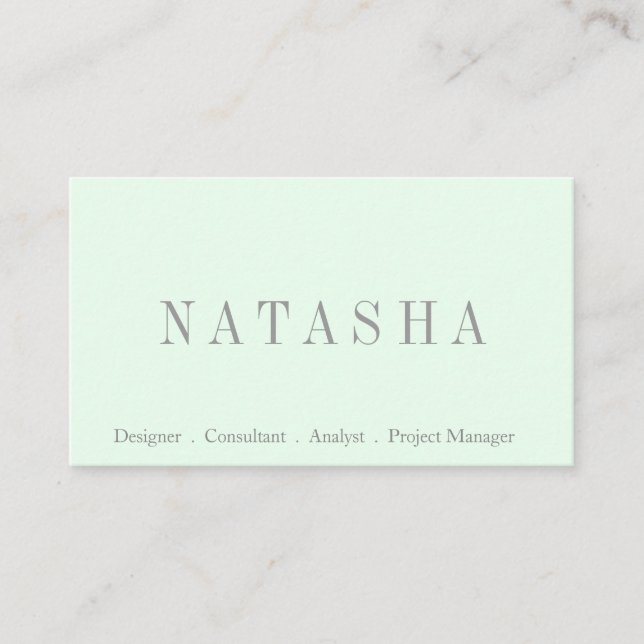 Elegant Gray and Green Script Font Business Card (Front)