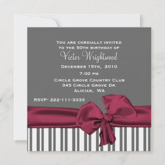Elegant Gray and Maroon Birthday Invitation
