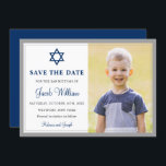 Elegant Gray and Navy Blue Bar Mitzvah Photo Save The Date<br><div class="desc">Elegant Gray and Navy Blue Bar Mitzvah Photo Save the Date</div>