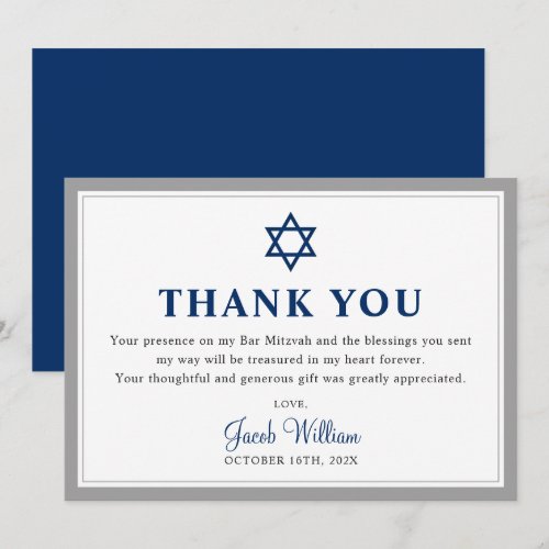 Elegant Gray and Navy Blue Bar Mitzvah