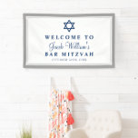 Elegant Gray and Navy Blue Bar Mitzvah Welcome Banner<br><div class="desc">Elegant Gray and Navy Blue Bar Mitzvah Welcome Banner</div>