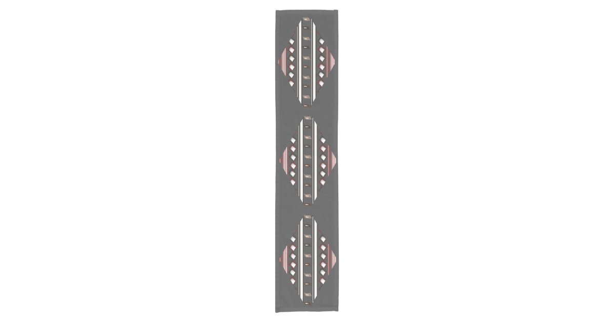 Elegant Gray and Pink Aztec Ethnic Pattern Short Table Runner | Zazzle
