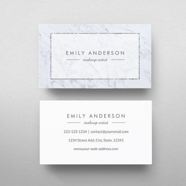 Elegant Gray and Silver Marble Business Card (Creator Uploaded)