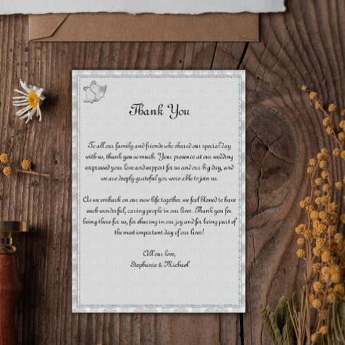 Elegant Gray and Silver Wedding Bells Thank You