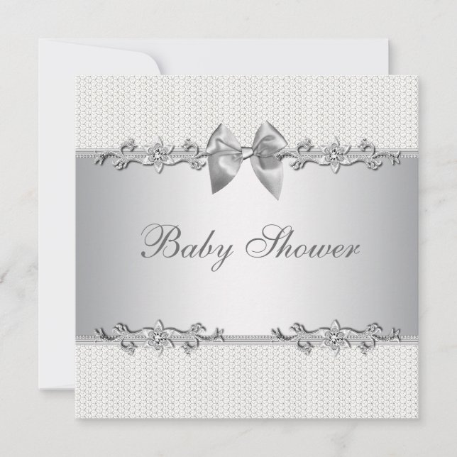 Elegant Gray and White Baby Shower Invitation (Front)