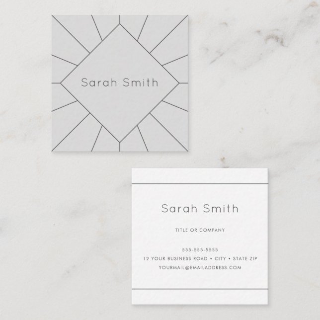 Elegant gray and white square business cards (Front/Back)