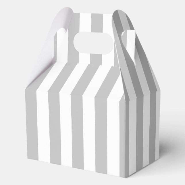 Elegant Gray and White Striped Pattern Favor Boxes (Back)
