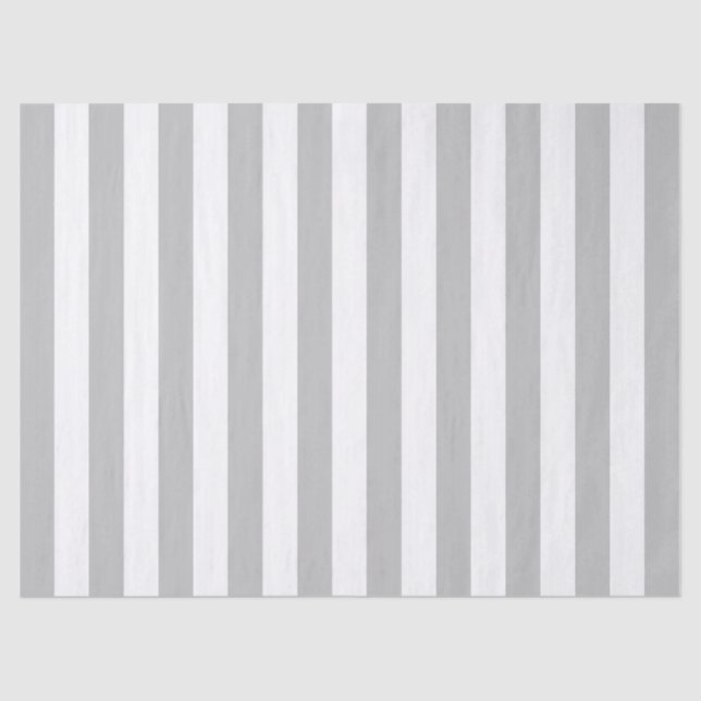 Elegant Gray and White Striped Pattern Tissue Paper (Front)