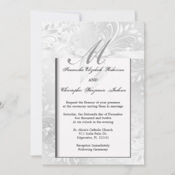 Elegant Gray And White Wedding Invite by ForeverAndEverAfter at Zazzle