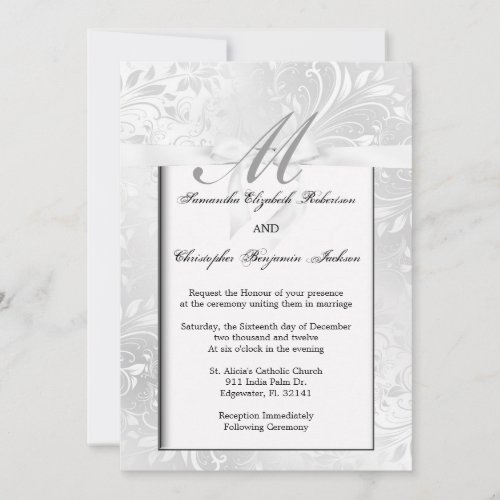 Elegant Gray and White Wedding Invite