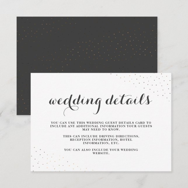 Elegant Gray and White with Dots Wedding Details Enclosure Card (Front/Back)