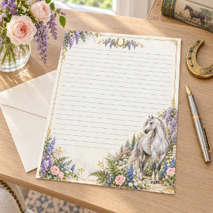 Elegant Gray Andalusian Wisteria Lined Stationery