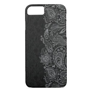 Elegant Gray & Black Floral Paisley Lace iPhone 8/7 Case