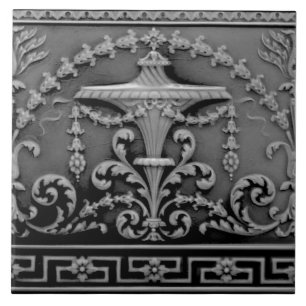 Elegant Gray Black Neoclassical Antique Repro Tile