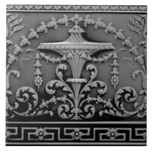 Elegant Gray Black Neoclassical Antique Repro Tile
