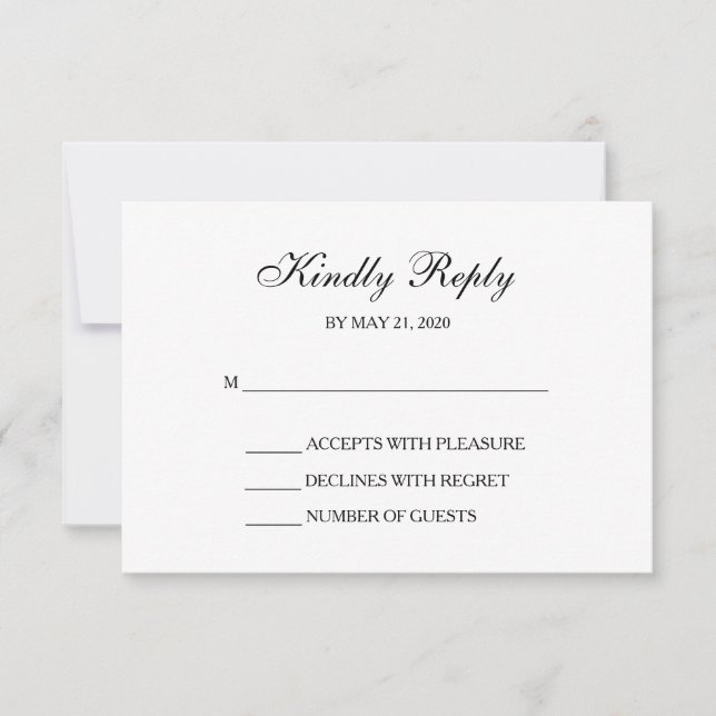 Elegant Gray | Black | White RSVP Cards (Front)