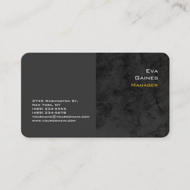 Elegant Gray Black Yellow Professional Modern Business Card (Front)