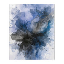 Elegant Gray & Blue Abstract Flower