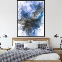 Elegant Gray & Blue Abstract Flower