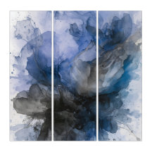 Elegant Gray & Blue Abstract Flower