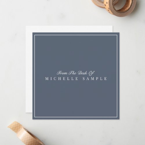 Elegant Gray Blue Modern Personalized Name Square Note Card