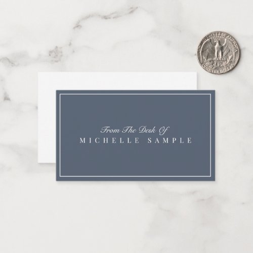 Elegant Gray Blue Modern Personalized Office Name Note Card