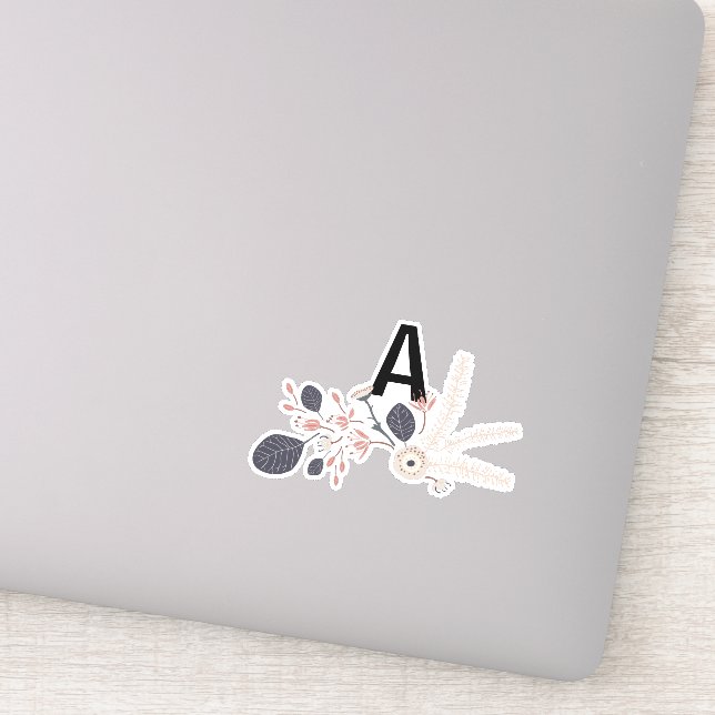 Elegant Gray Blue Peach Floral Repeat Pattern Sticker (Detail)