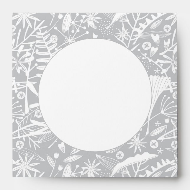 Elegant Gray Botanical Silhouette Floral Envelope (Front)
