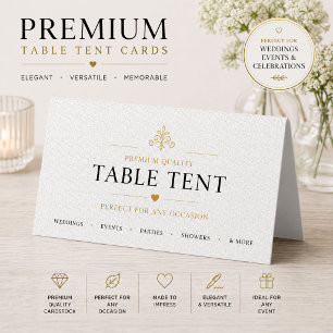 Elegant Gray Botanical Table Tent Card