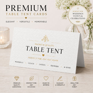 Elegant Gray Botanical Table Tent Card