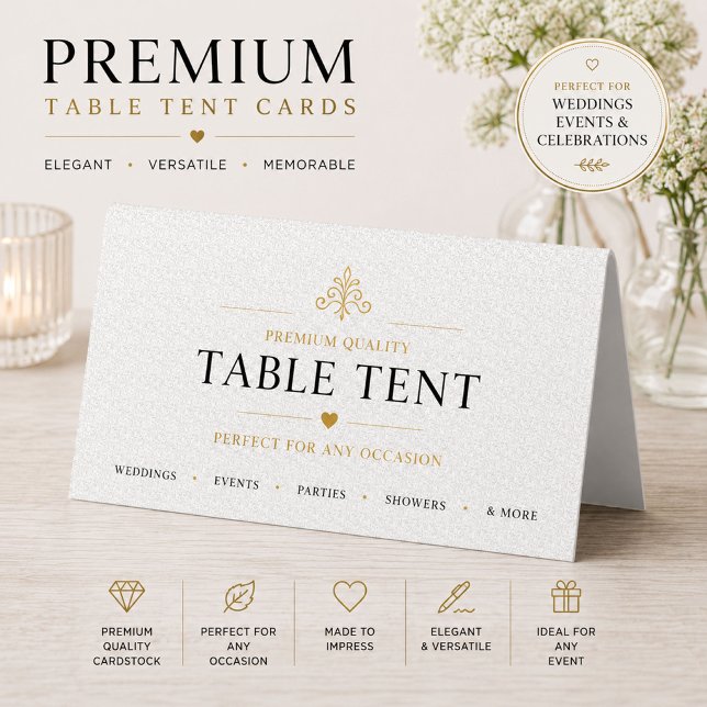 Elegant Gray Botanical Table Tent Card (Creator Uploaded)