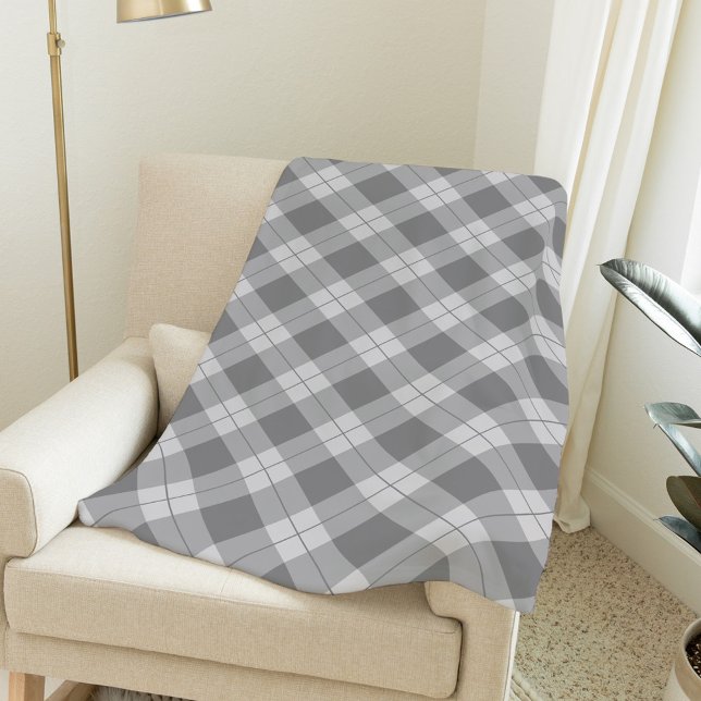 Elegant Gray Buffalo Plaid Holiday Fleece Blanket (Creator Uploaded)