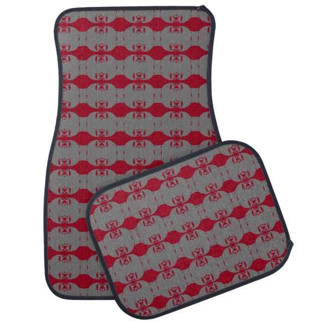 Elegant Gray & Burgundy Car Floor Mat (Set)