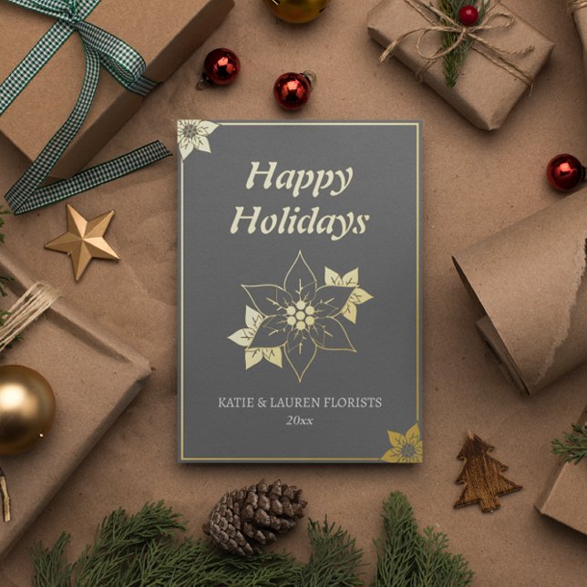 Elegant Gray Business Logo Christmas Foil Holiday Card (Creator Uploaded)