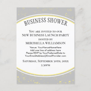 Elegant Gray Business Shower Invitation Postcard