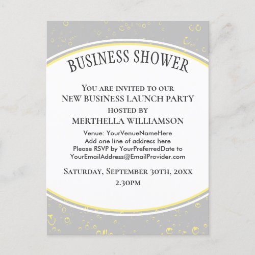 Elegant Gray Business Shower Invitation Postcard