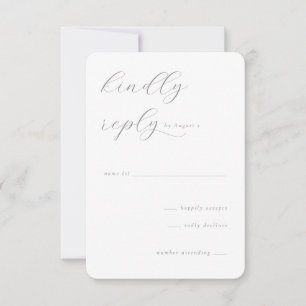Elegant Gray Calligraphy RSVP Card