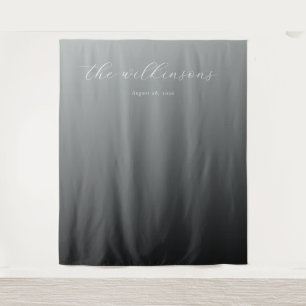 Elegant Gray Calligraphy Tapestry