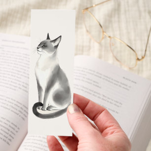 Elegant Gray Cat Minimalist Profile Illustration Bookmarks